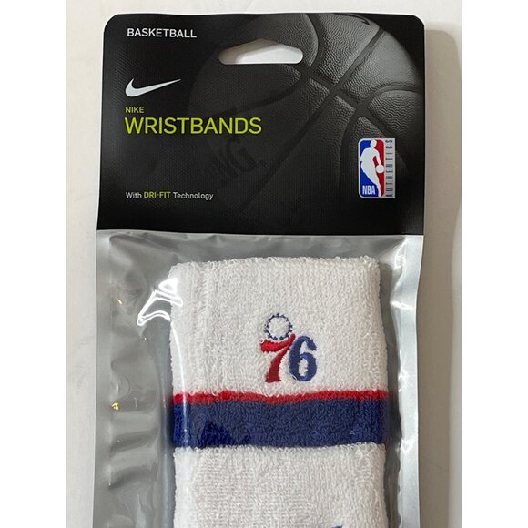 Nike NBA 76ers Dri-Fit Wristbands White Blue Red New - Picture 2 of 9